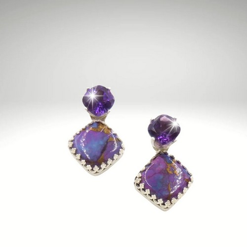 Click to view detail for DKC-2079 Earrings Purple Mohave Turquoise, Amethyst $90